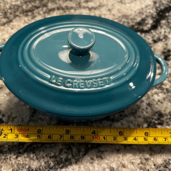 Le Creuset Blue TURQUOISE TEAL Mini Cocotte OVAL - Picture 10 of 12